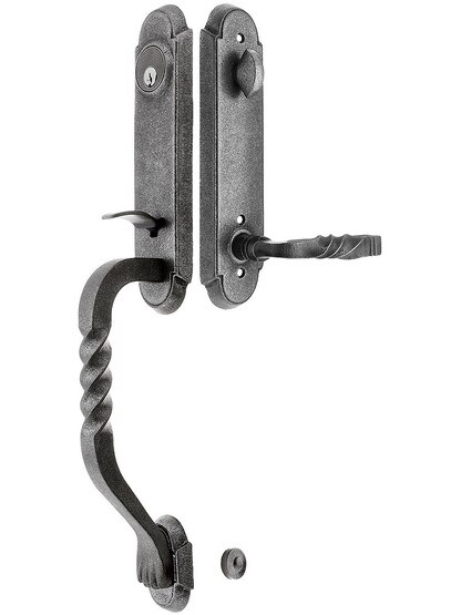 San Carlos Grip Wrought Steel Tubular Handleset With San Carlos Lever - Left-Handed in Antique Steel.